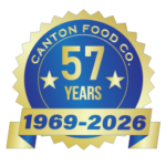 Canton Food Co. 57 years anniversary badge, 1969-2026